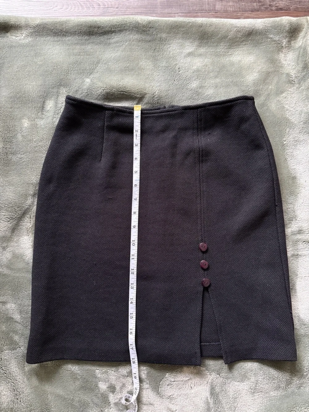 Classic Black Pencil Skirt with Front Button Detail